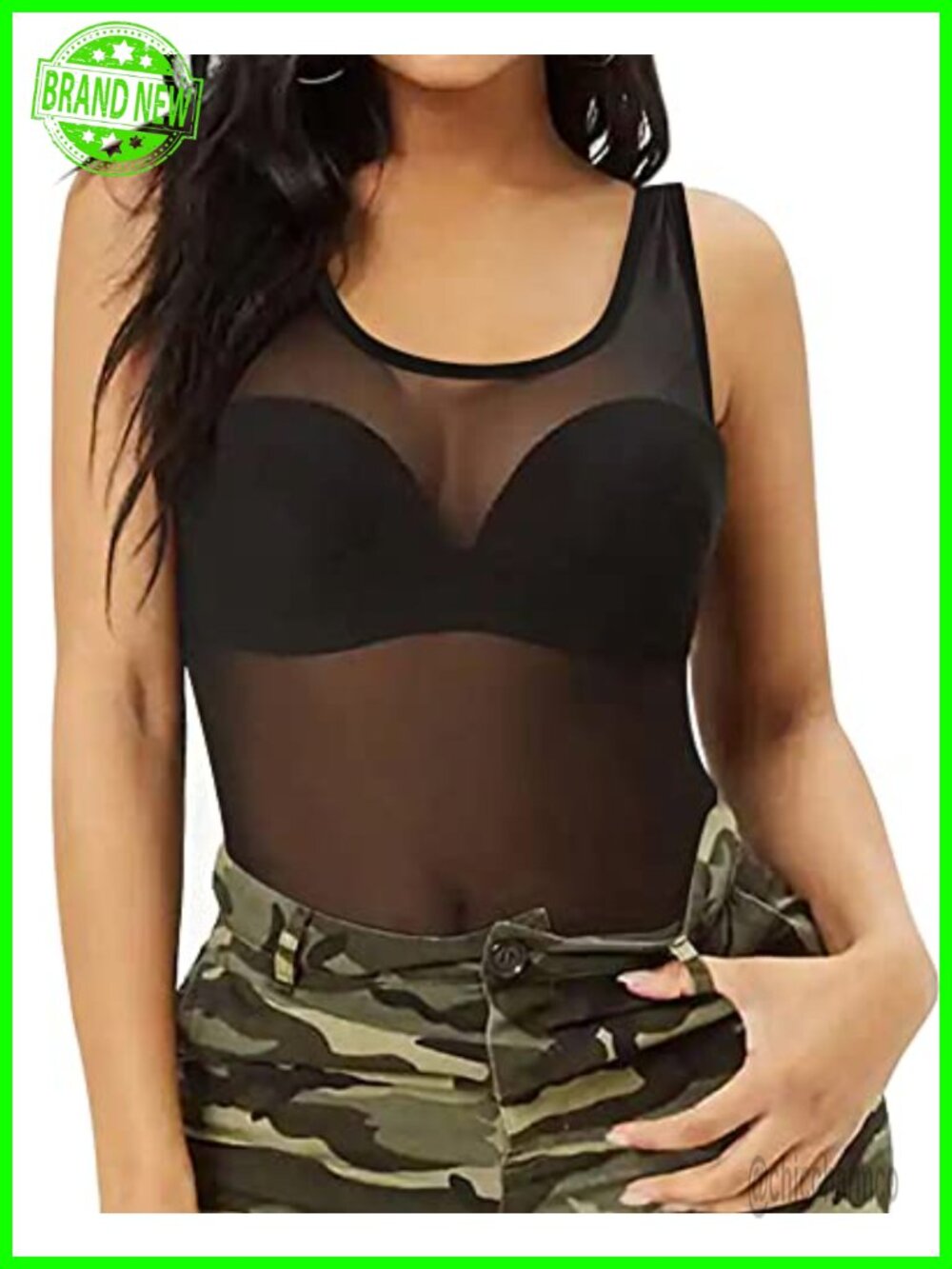 Sheer Mesh Tank Top See Through Scoop Neck Sleeveless Sexy Blouse